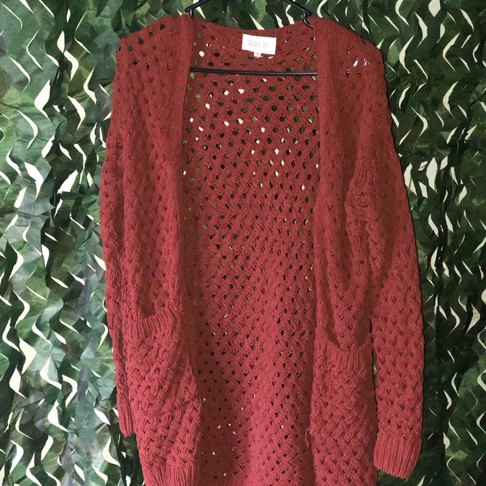 Women's Burnt Orange Open-Knit Sweater